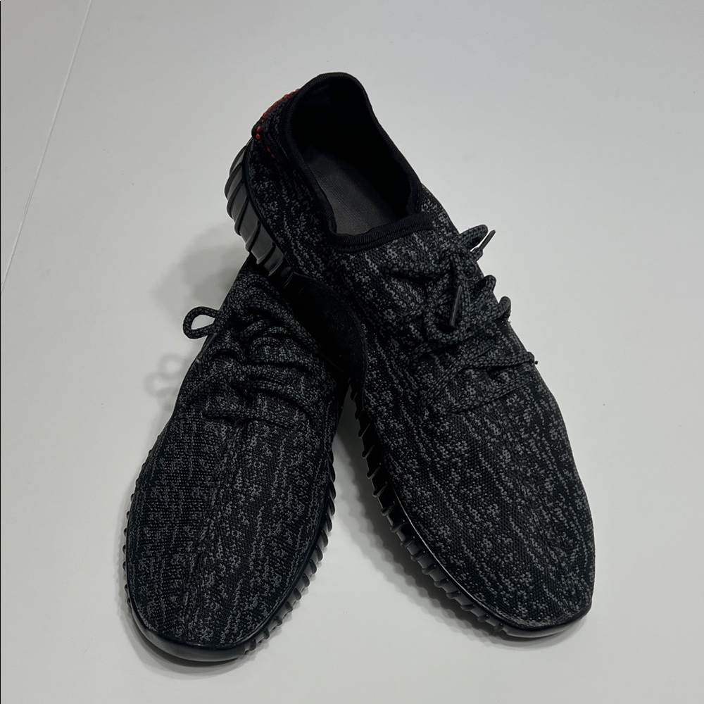 Sleek Black and Gray Knit Sneakers